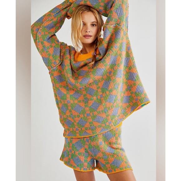 Free People Sweaters - Free People FP Beach Malibu Pattern Sweater Short Set Poppy Field Large New